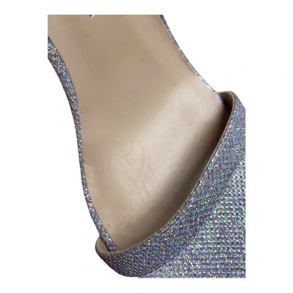 Stuart Weitzman Nudistcurve Hollywood Glitter Platform High Heel Sandals 10.5